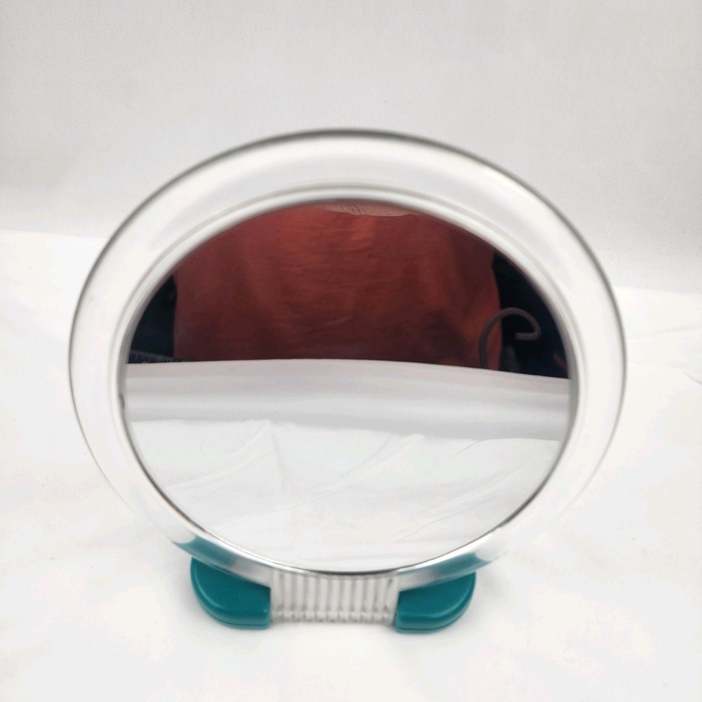 Vintage Rare Teal Two Sided Table Top or Handheld Mirror,‎ Styling & Magnifying